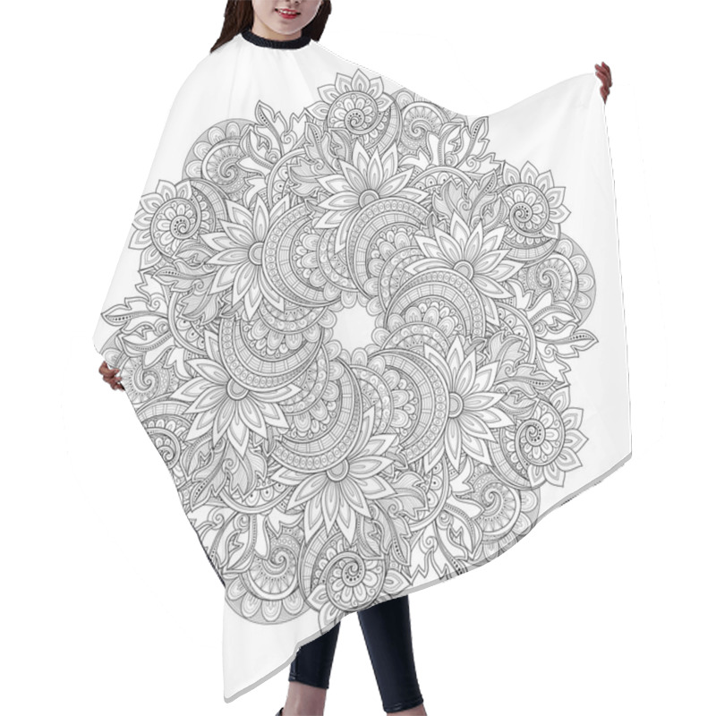 Personality  Monochrome Floral Background Hair Cutting Cape