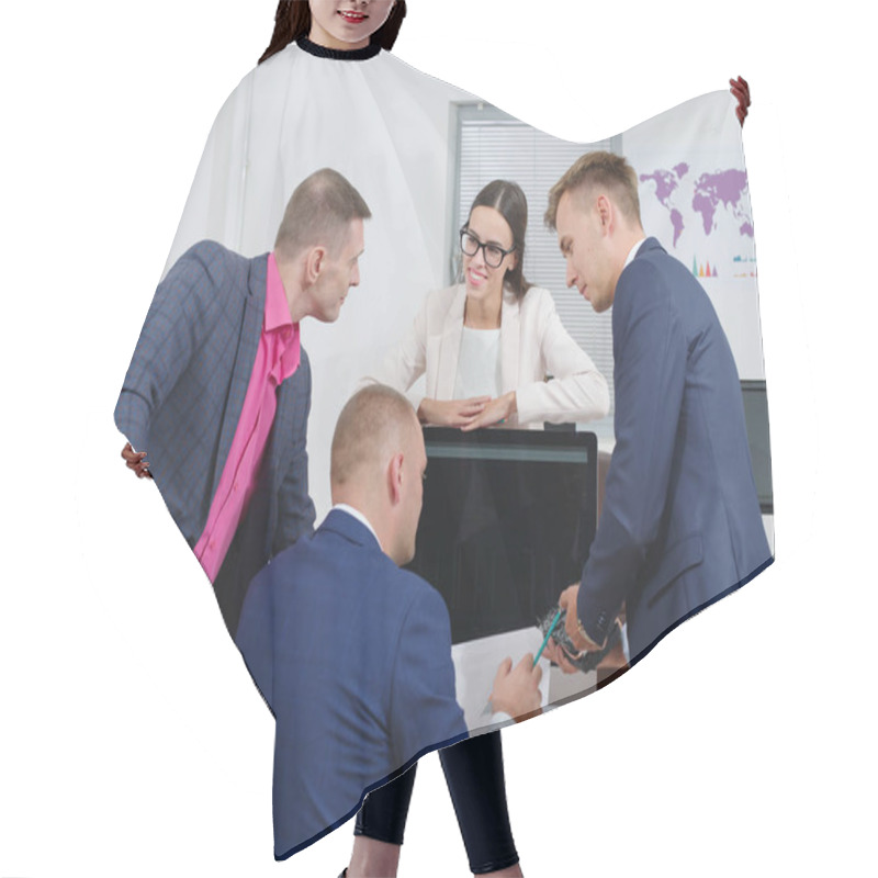 Personality  Business People Brainstorm In A New Business Project. Hair Cutting Cape