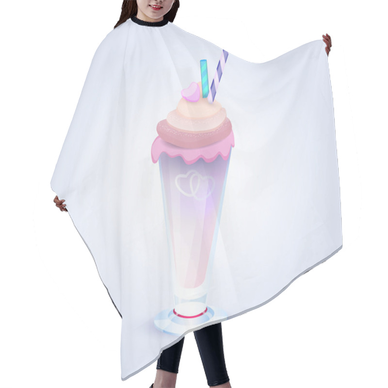 Personality  Vector Illustration Of Milk Shake. Hair Cutting Cape