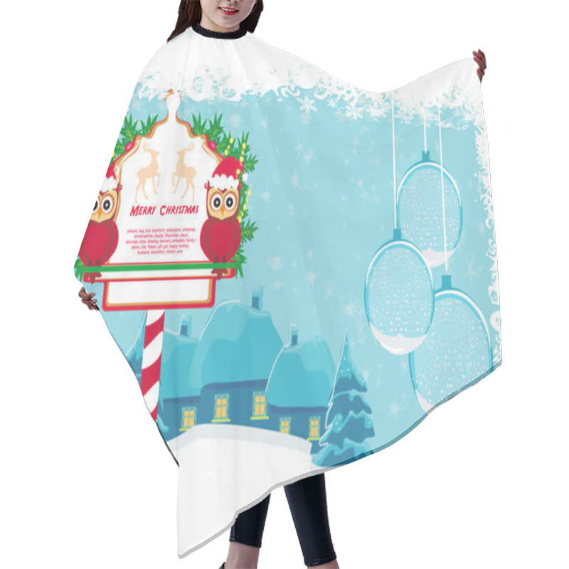 Personality  Winter Card With Cute Owls Hair Cutting Cape