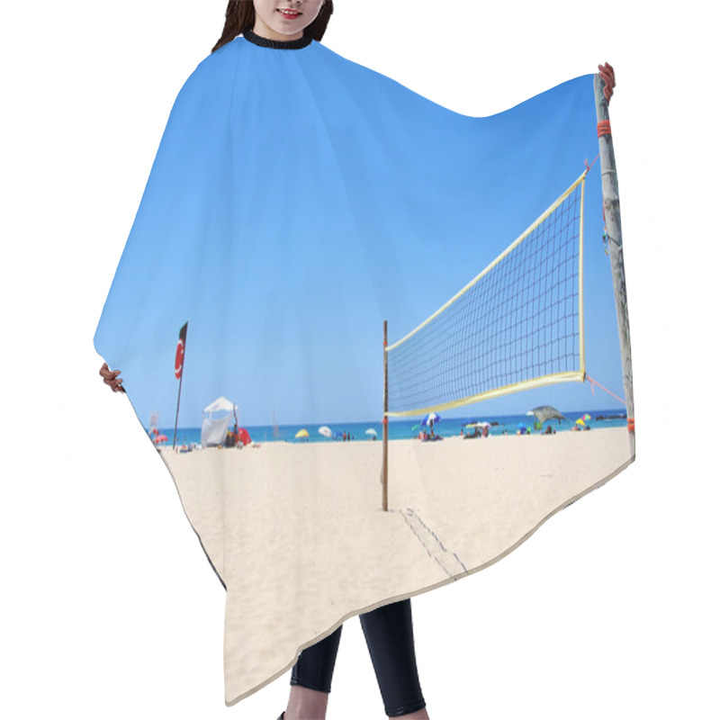 Personality  Beach Volleyball Net On Sandy Beach Hair Cutting Cape