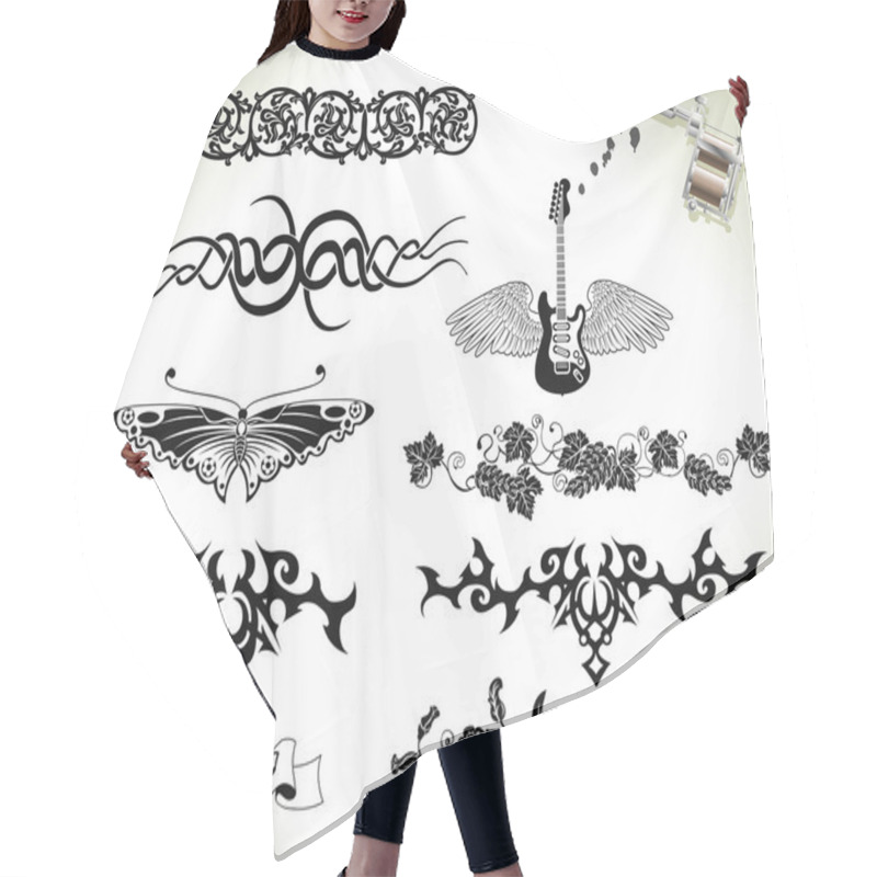 Personality  Tattoo Flash Design Elements Hair Cutting Cape