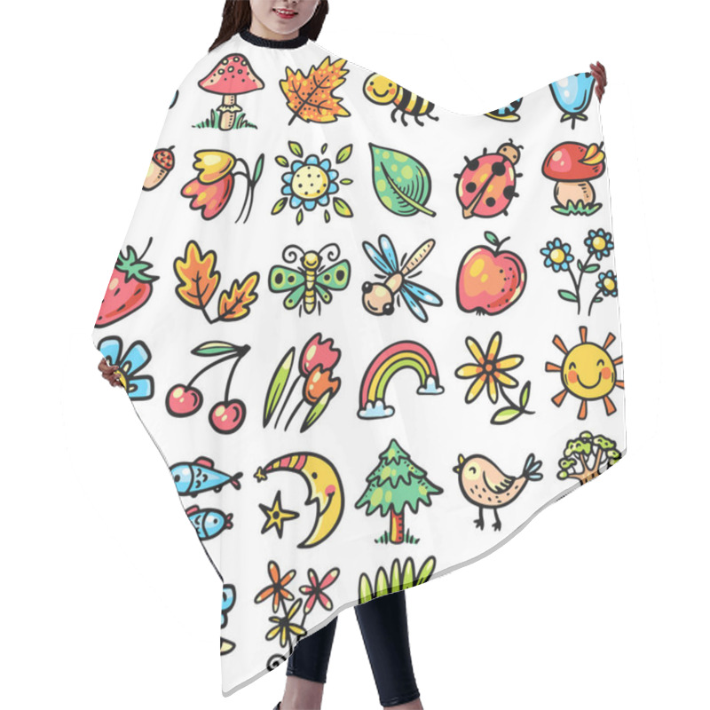 Personality  Cartoon Set Of Nature Design Elements Hair Cutting Cape