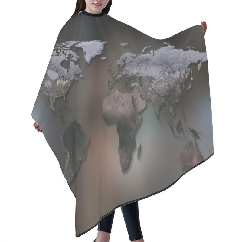 Personality  3D Rendering Of Planet Earth. You Can See Continents, Cities, The Borders Of The Seas And Oceans. Elements Of This Image Furnished By NASA Hair Cutting Cape