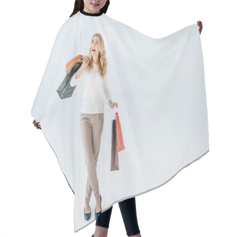 Personality  Woman With Shopping Bags  Hair Cutting Cape