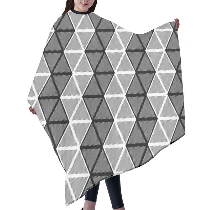 Personality  Design Seamless Monochrome Triangle Geometric Pattern Hair Cutting Cape