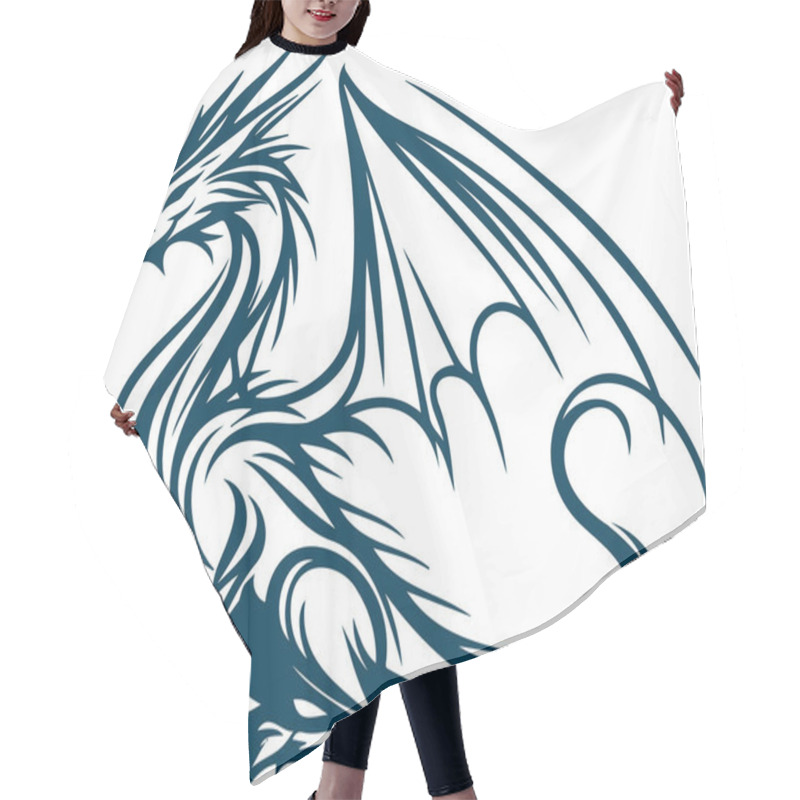 Personality  Classical Mystical Dragon With Wings Rendered In A Minimalistic Vector Drawing Hair Cutting Cape