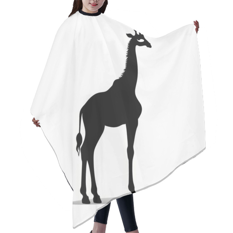 Personality  Silhouette Of A Graceful Giraffe Against A Light Background, Highlighting Its Elegant Stature. Hair Cutting Cape