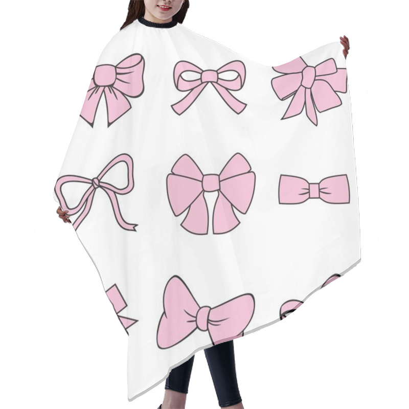 Personality  Pink Bows On White Background Hair Cutting Cape