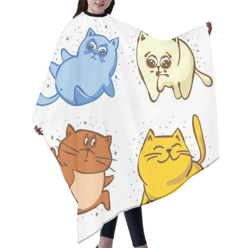 Personality  Cartoon Vector Illustration Of Cute Cats Or Kittens Pet Set Hair Cutting Cape