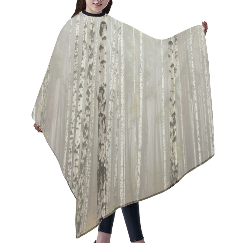 Personality  Fog In Birch Forest Hair Cutting Cape