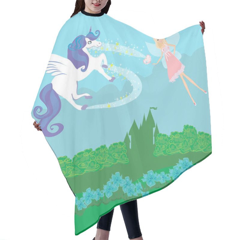 Personality  Castle, Unicorn And Fairy Hair Cutting Cape