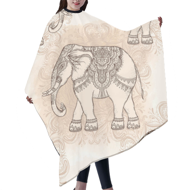 Personality  Beautiful Hand-drawn Tribal Style Elephant. Seamless Pattern Des Hair Cutting Cape