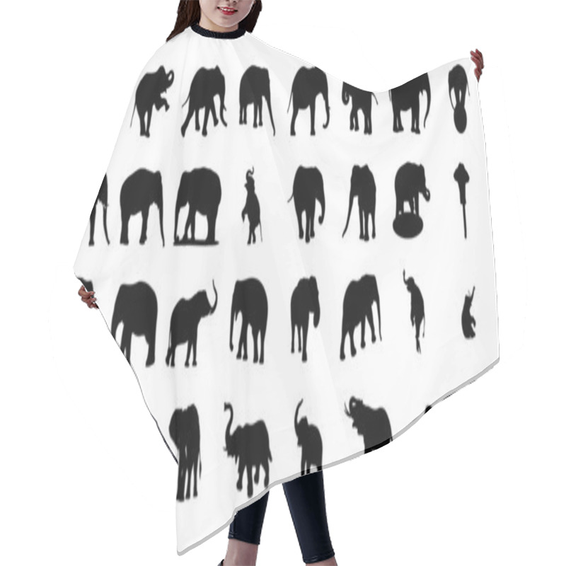 Personality  Elephant Silhouette Vector Set Hair Cutting Cape