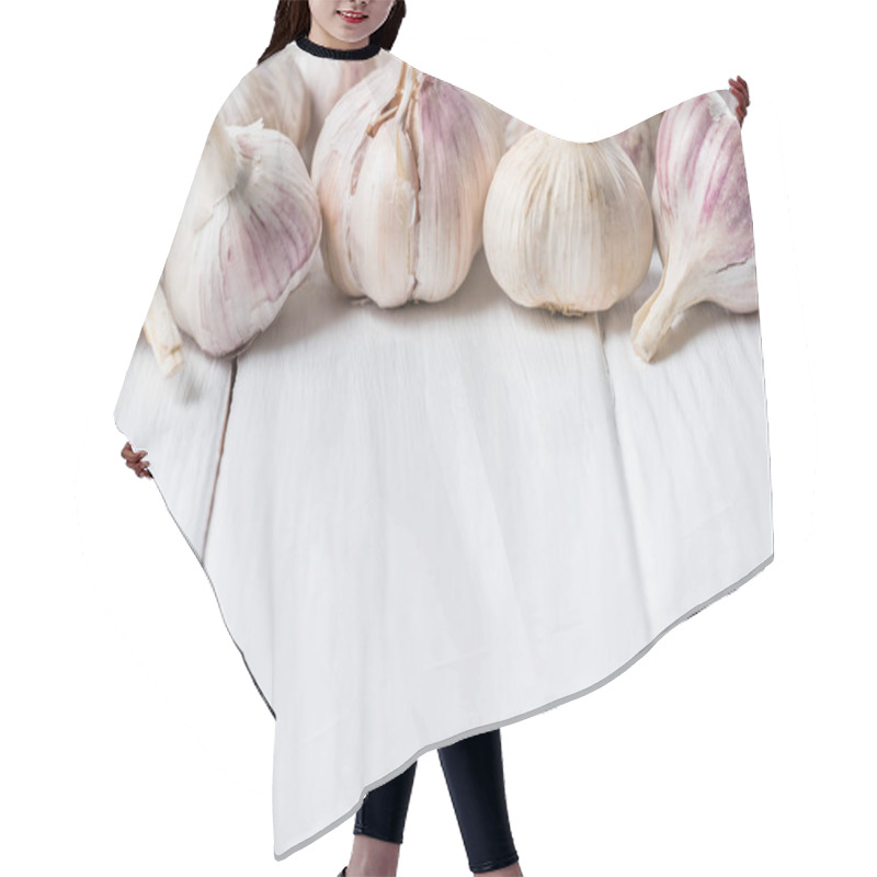 Personality  Ripe Garlic Heads On White Rustic Cook Table Hair Cutting Cape