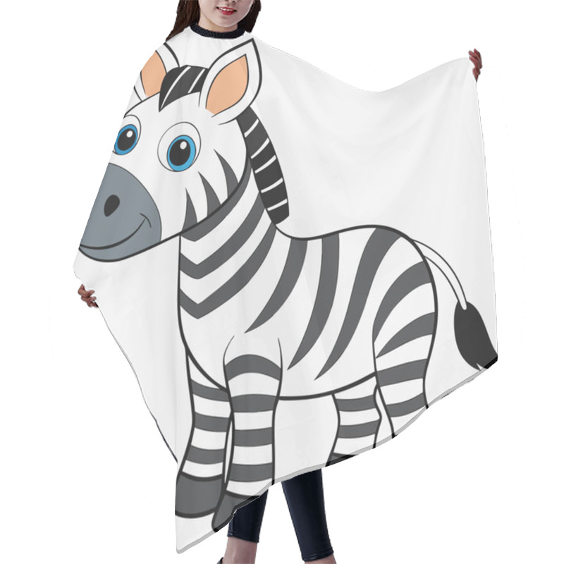 Personality  Zebra Vector Illustration, Cartoon Clipart Character, Animal In Flat Style. Hair Cutting Cape