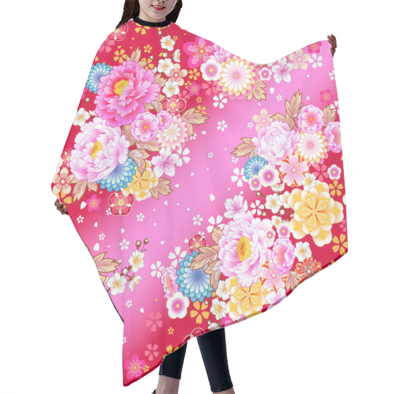 Personality  Seamless Pattern With Floral Motif Hair Cutting Cape