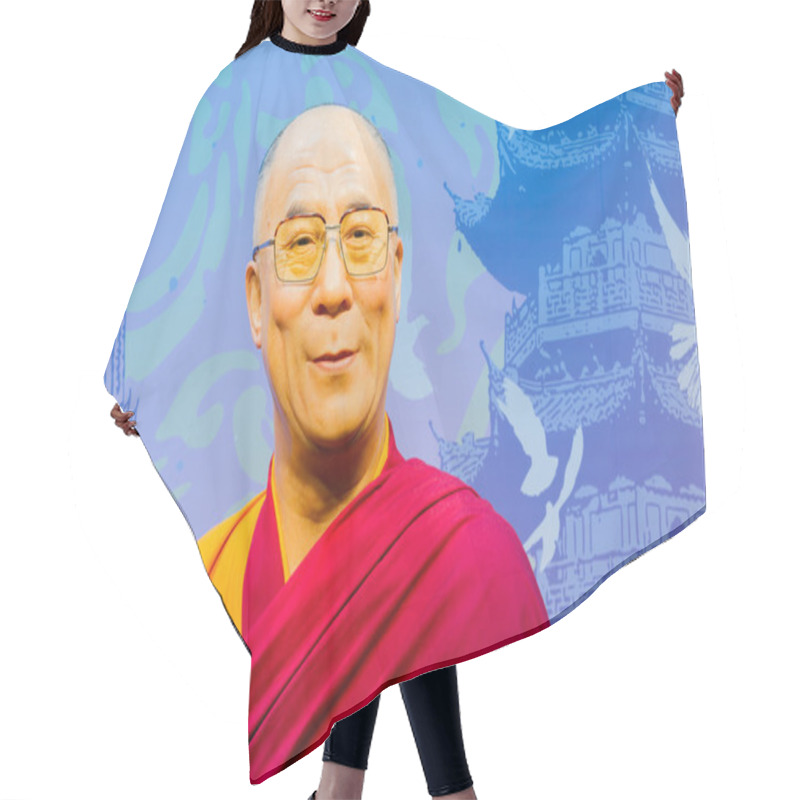 Personality  BANGKOK, THAILAND - DECEMBER 19: Wax Figure Of The Famous Dalai Lama From Madame Tussauds On December 19, 2015 In Bangkok, Thailand. Hair Cutting Cape