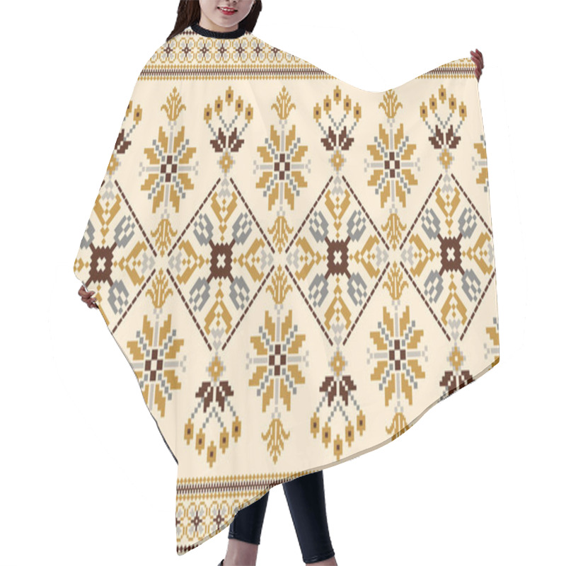 Personality  Beautiful Knitted Embroidery.geometric Ethnic Oriental Pattern Traditional On Cream Background.Aztec Style,abstract,vector,illustration.design For Texture,fabric,clothing,wrapping,decoration,carpet. Hair Cutting Cape