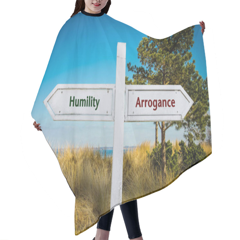 Personality  Street Sign To Humility Versus Arrogance Hair Cutting Cape