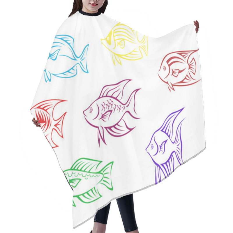 Personality  Aquarium Fish Silhouettes Hair Cutting Cape