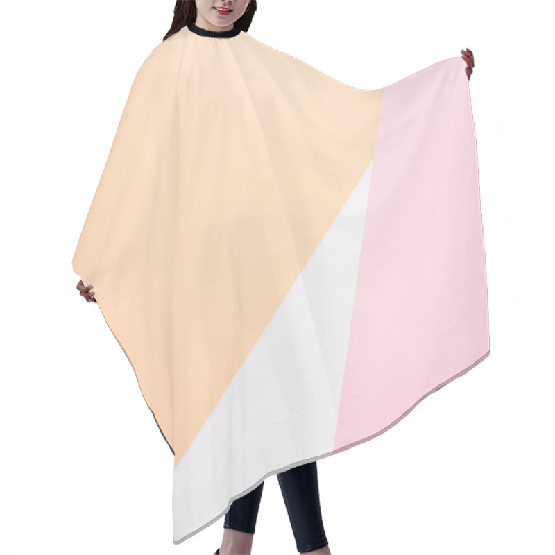 Personality  Top View Of White, Beige And Pink Background Hair Cutting Cape