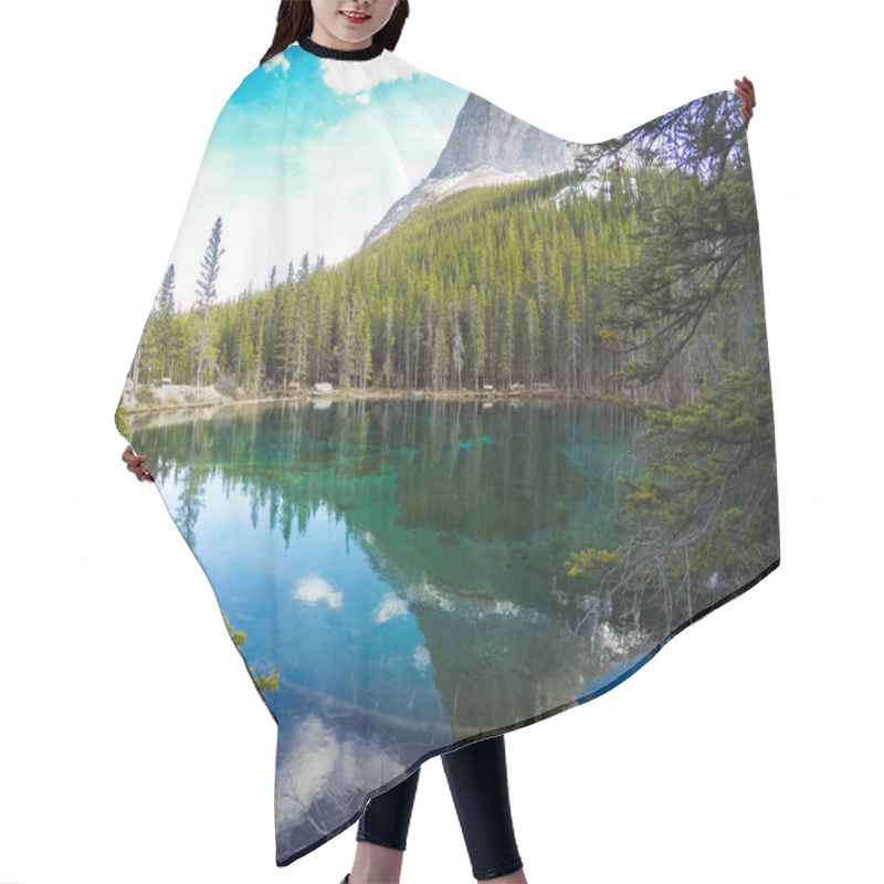 Personality  Grassi Lakes, Canmore, Alberta, Canada. Beautiful Mountain Scenery And Landscape View In Canadian Rockies. Hair Cutting Cape