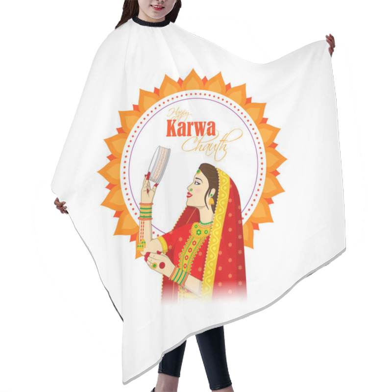 Personality  Vector Illustration Of Happy Karwa Chauth Indian Festival Sale Banner Hair Cutting Cape