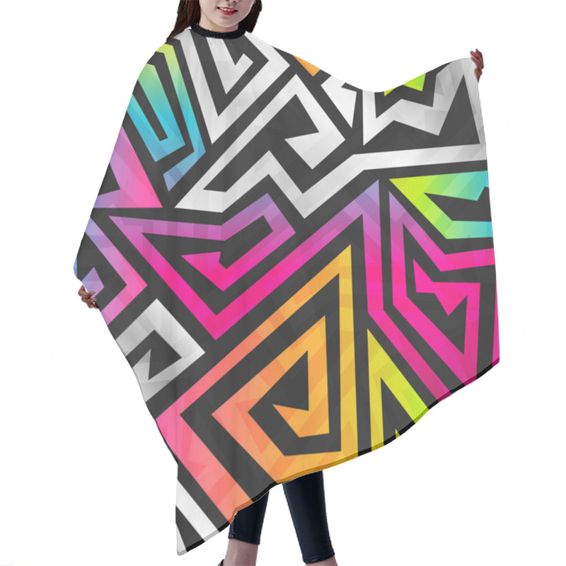 Personality  Rainbow Maze Seamless Pattern Hair Cutting Cape