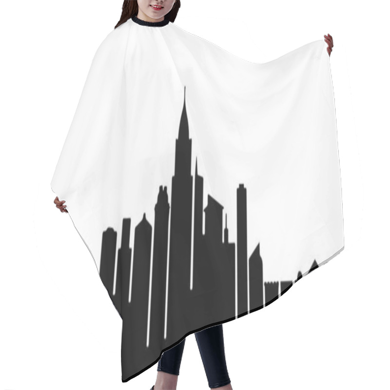 Personality   Silhouette Of A Modern City Skyline Vector On White  Background Hair Cutting Cape