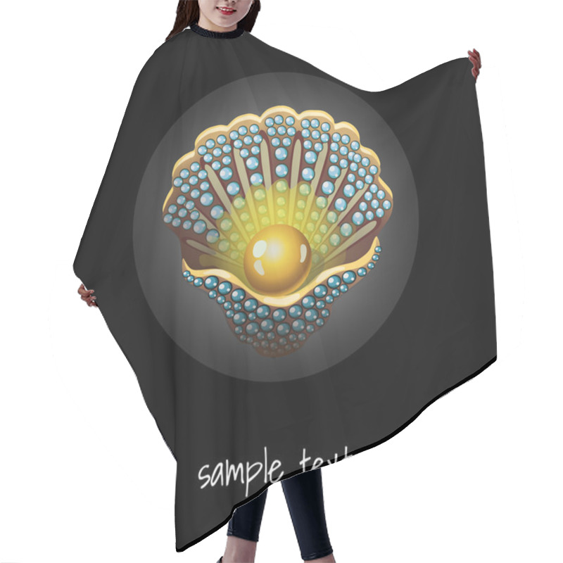 Personality  Bright Pearl In A Shell On Black Background Hair Cutting Cape