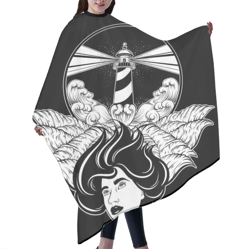 Personality  Vector Hand Drawn Illustration Hair Cutting Cape