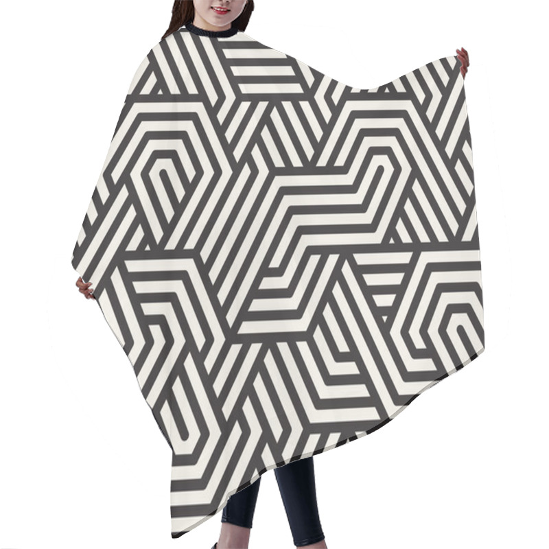 Personality  Vector Seamless Black And White Irregular Triangle Lines Geometric Pattern Hair Cutting Cape