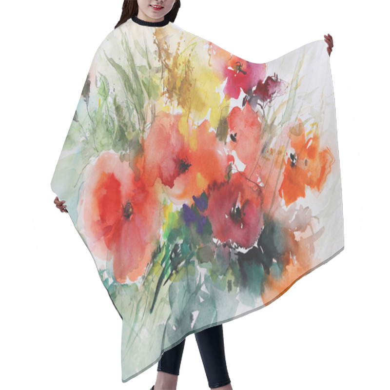 Personality  Poppy Flower Plant, Flora Hair Cutting Cape