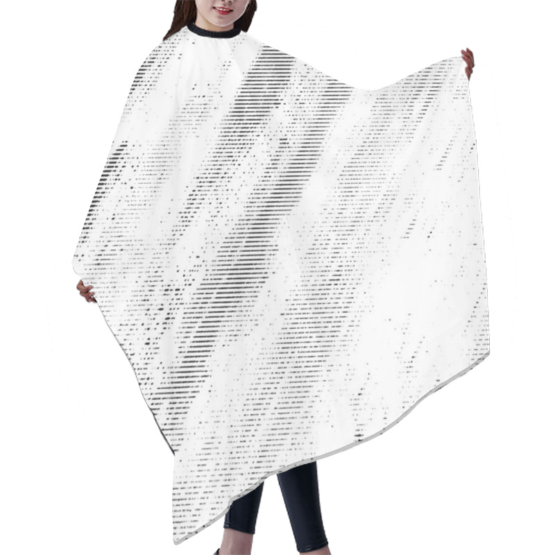 Personality  Halftone Monochrome Grunge Horizontal Lines Texture. Hair Cutting Cape