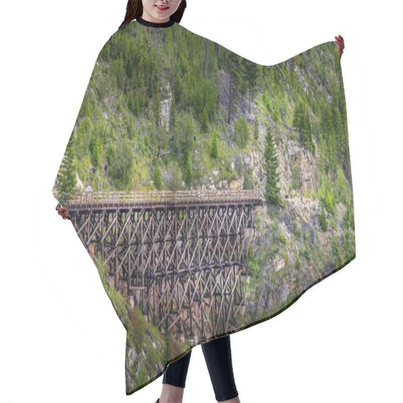 Personality  One Of The 18 Wooden Trestle Bridges Of The Abandoned Kettle Valley Railway In Myra Canyon Near Kelowna, British Columbia, Canada Hair Cutting Cape