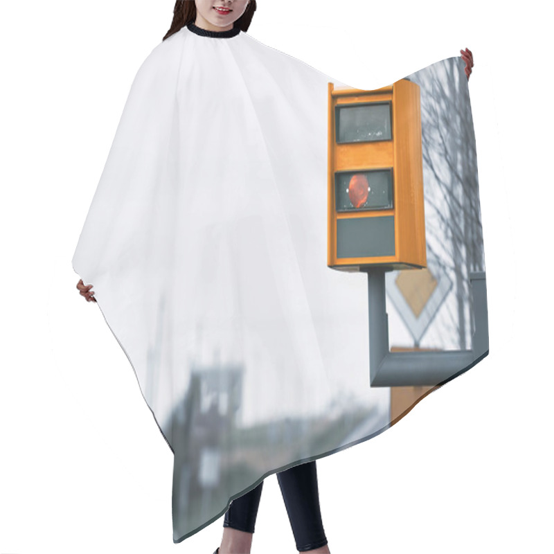 Personality  Yellow Speedcamera Traffic Control. Hair Cutting Cape