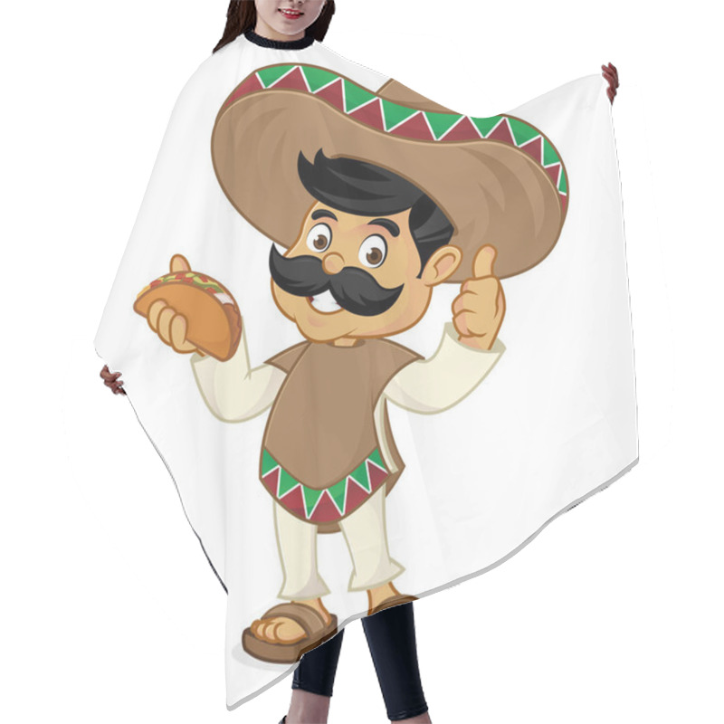 Personality  Mexican Man Cartoon Eating Taco Hair Cutting Cape