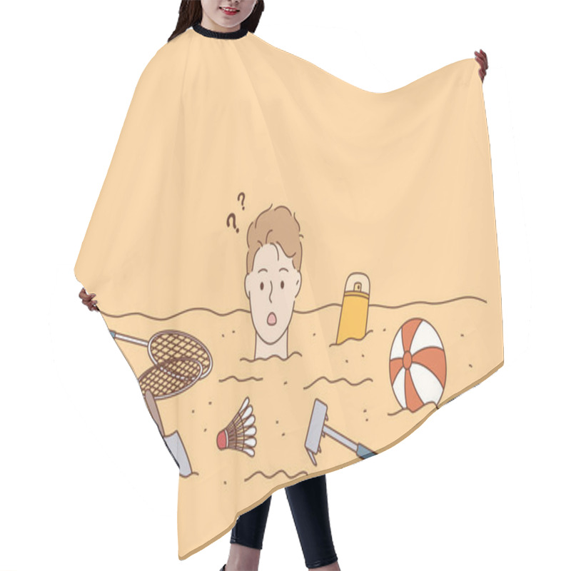 Personality  Summer Holidays, Beach, Recreation Concept Hair Cutting Cape