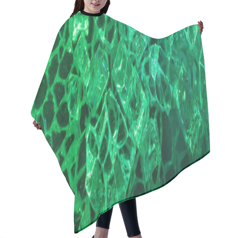 Personality  Top View Of Abstract Green Ice Textured Background, Panoramic Shot Hair Cutting Cape