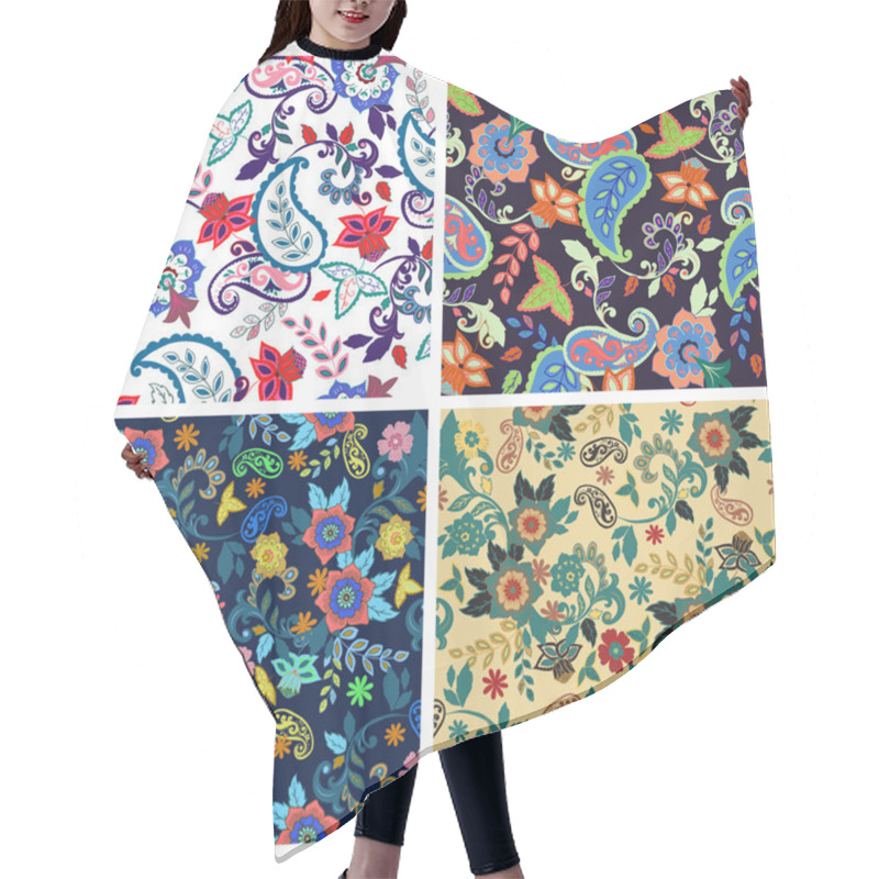 Personality  Set Of  Traditional Oriental Seamless Paisley Pattern.Vector. Hair Cutting Cape