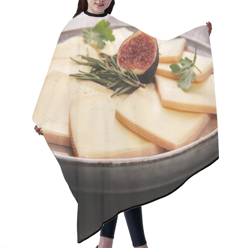 Personality  Raclette Cheese Sliced. Very Delicious Swiss Raclette On Rustic  Hair Cutting Cape