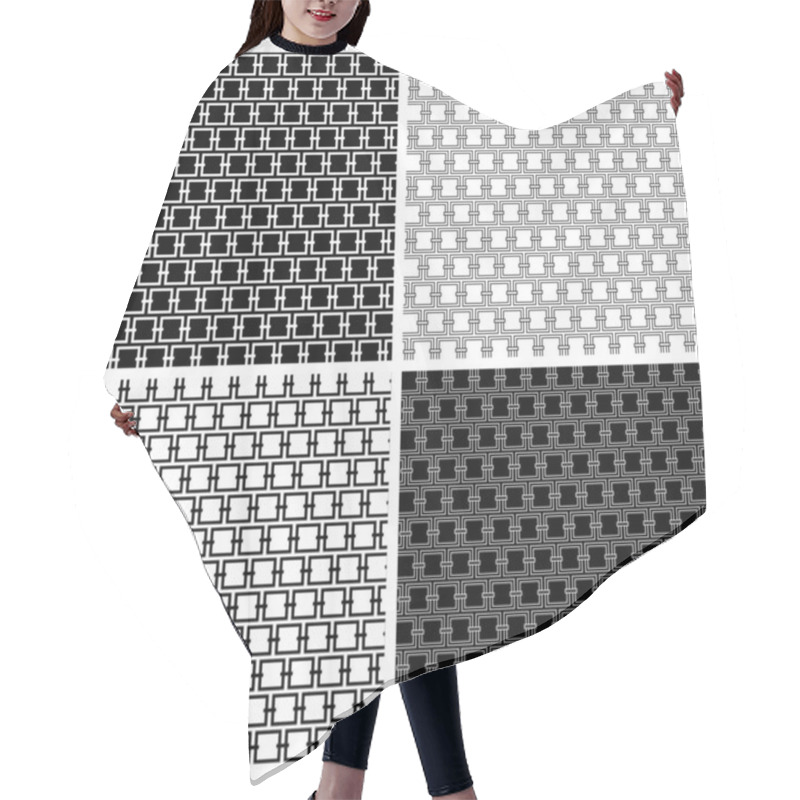 Personality  Black White Seamless Geometric Vector Pattern With Squares Hair Cutting Cape