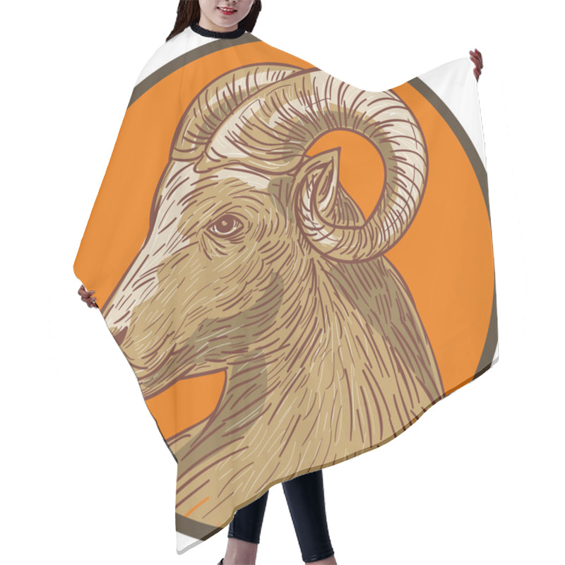 Personality  Ram Goat Head Circle Drawing Hair Cutting Cape