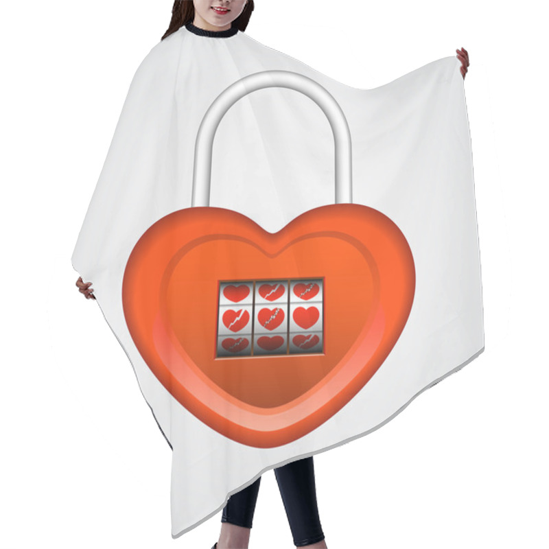 Personality  Red Heart Shaped Lock. Vector Illustration Hair Cutting Cape