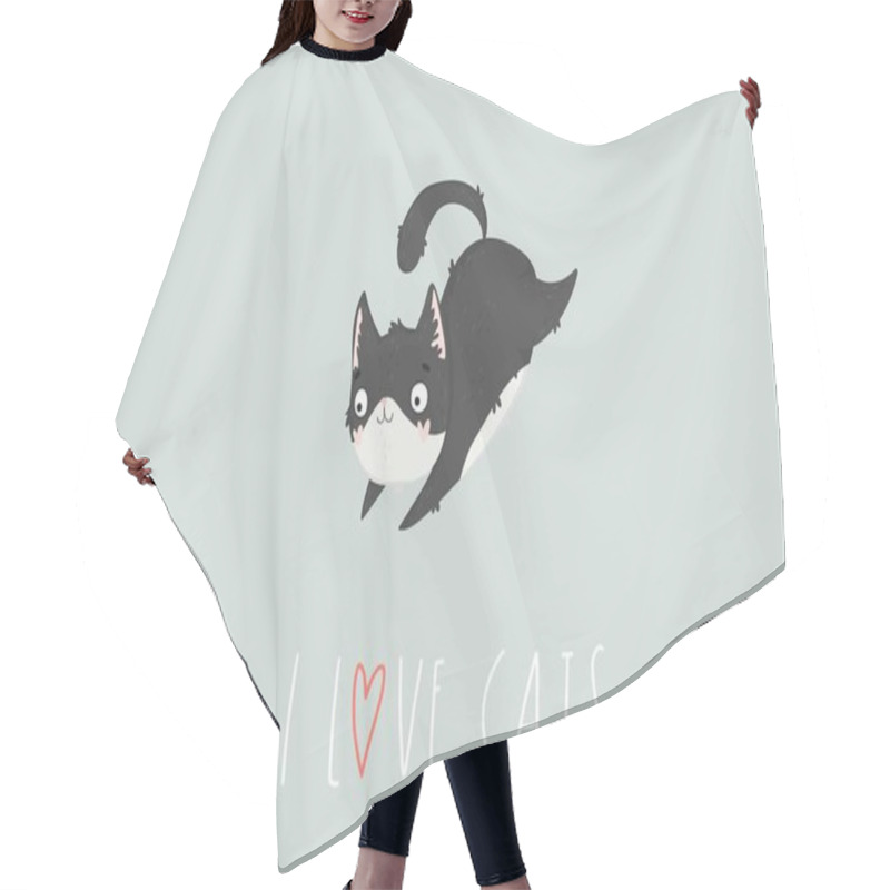 Personality  I Love Cats. Hand Drawn Background With Cats And Lettering. Isolated Vector Illustration  Hair Cutting Cape