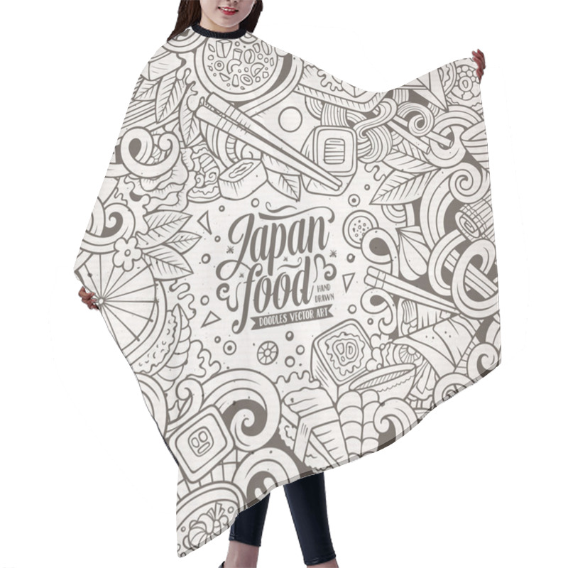 Personality  Cartoon Cute Doodles Hand Drawn Japan Food Illustration Hair Cutting Cape