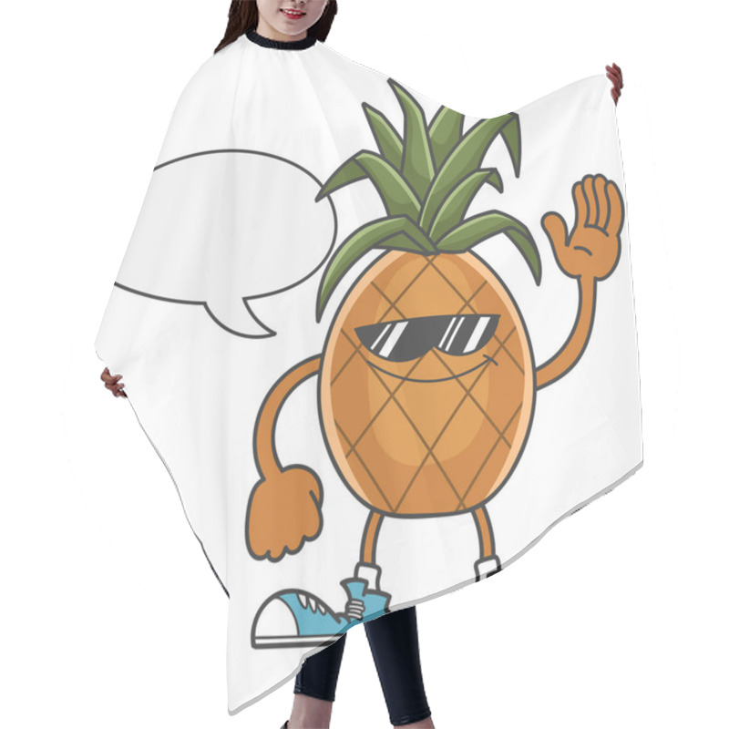 Personality  Pineapple Smiling Sunglasses Cartoon Character Isolated On White Background Hair Cutting Cape