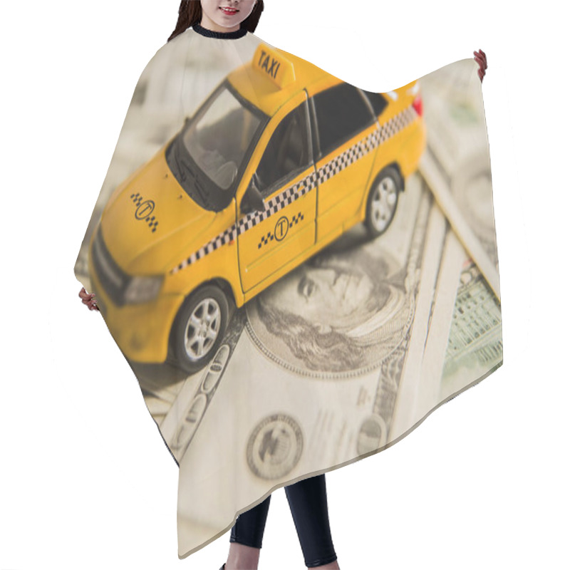 Personality  Yellow Taxi Car On  Banknotes  Hair Cutting Cape