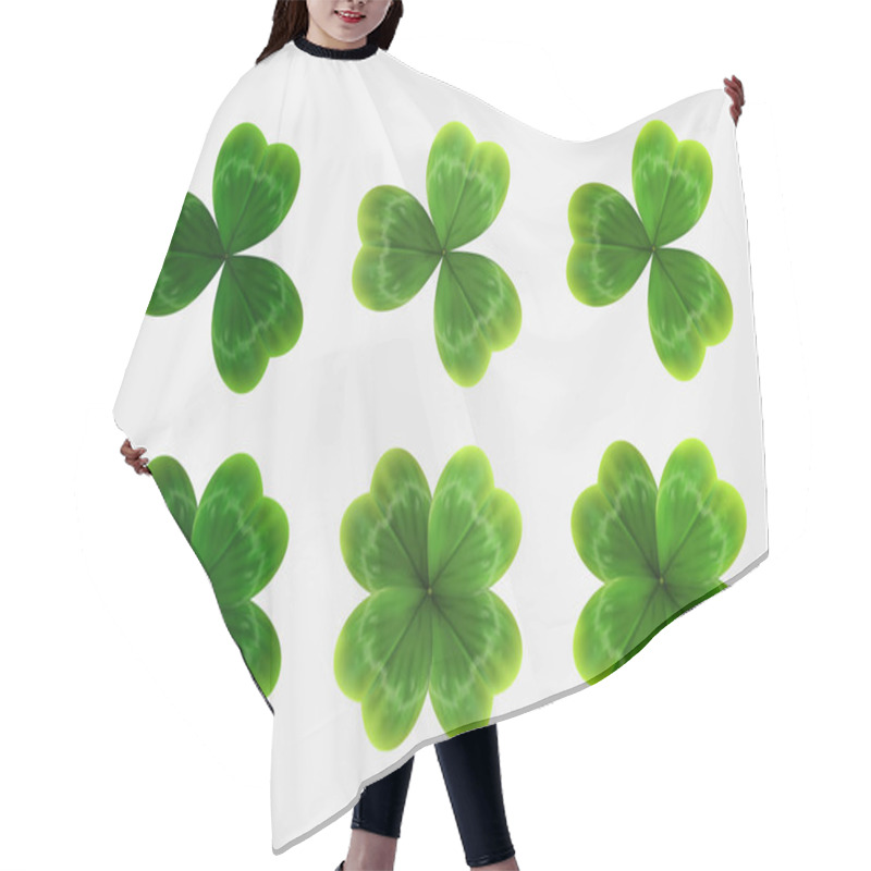 Personality  Set Of Green Leaves Of Clover Hair Cutting Cape